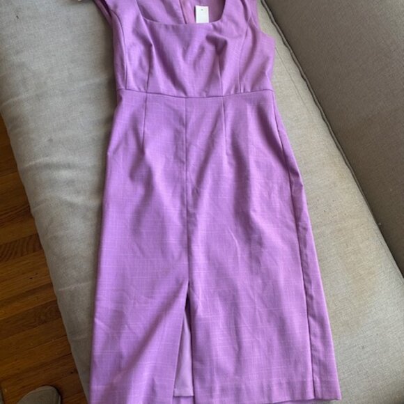 Ann Taylor Scoop Square Neck Fitted Dress, Size 2 - Violet (Purple Begonia) - Picture 3 of 4